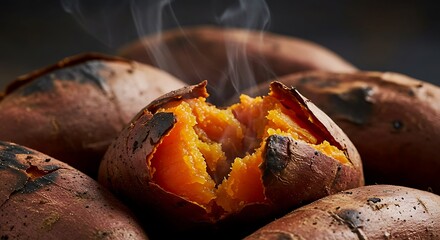 Delicious baked sweet potatoes recipe healthy food photography