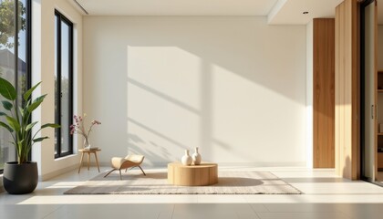 Fototapeta premium simple line in a minimalist style, with neutral palette, flat design, geometric patterns, open space, high resolution