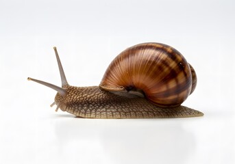 Snail closeup against white background