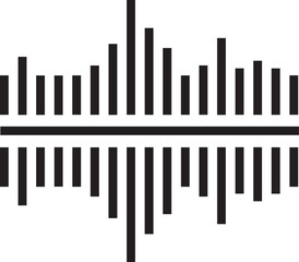 Audio waveform, symmetrical, vertical bars, sound visualization, minimalist design, digital graph, audio spectrum, equalizer