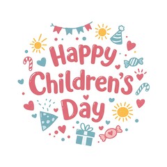 Happy children's day vector illustration with cute decorations