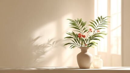 Fototapeta premium Elegant Vase with Tropical Flowers in Soft Light