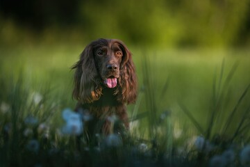English Cocker Spaniel in a spring park