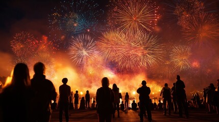 Fototapeta premium Vibrant Fireworks Display on Labor Day Night