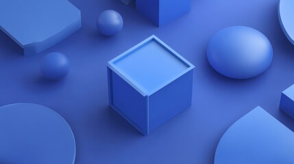 Abstract Geometric Shapes in Vibrant Blue