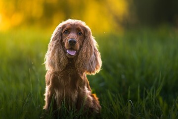 English Cocker Spaniel in a spring park