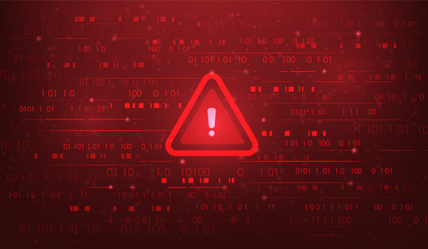 warned virus malware attack in cyber security technology red dark background. hacker cyber security internet online. vector illustration hi tech background.