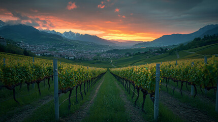 Vineyard Sunset Panorama