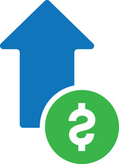 Increase and decrease dollar arrow icon. USD up and down sign symbol
