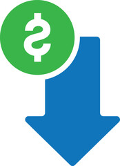 Increase and decrease dollar arrow icon. USD up and down sign symbol