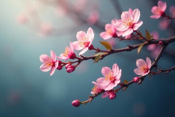 Fototapeta premium Delicate blossoms, flowing stems, muted palette, blossom, craft, stem