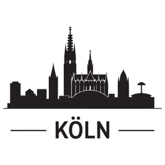 Obraz premium KÖLN NRW Deutschland City Skyline Vector Black silhouettes. with white background