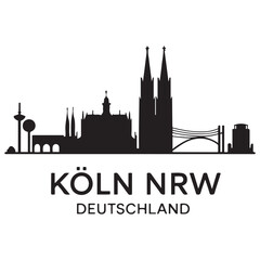 Fototapeta premium KÖLN NRW Deutschland City Skyline Vector Black silhouettes. with white background