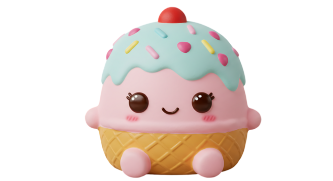 Cute Cupcake Squishy Toy isolated on transparent background - Powered by Adobe