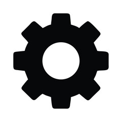Simple Black Gear Icon for Engineering or Technology Concepts