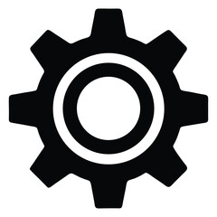 Simple Black Gear Icon for Engineering or Technology Concepts