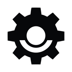 Simple Black Gear Icon for Engineering or Technology Concepts