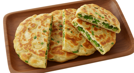 Scallion Pancake isolated on transparent background