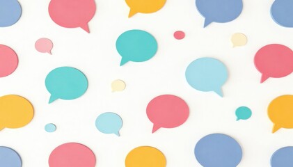 Seamless pastel speech bubble pattern on white background, bubbles, cute