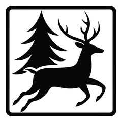 Majestic Deer Silhouette in Winter Forest Scene