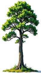 Fototapeta premium tall tree with intricate branches against white, forest, trees