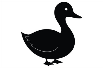Obraz premium Duck silhouette, vector art, illustration, animals, cartoon on white background.