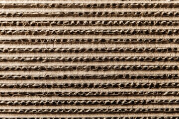 Close-up View of Corrugated Cardboard Texture on a Neutral Background Showcasing Intricate Patterns and Details Generative AI