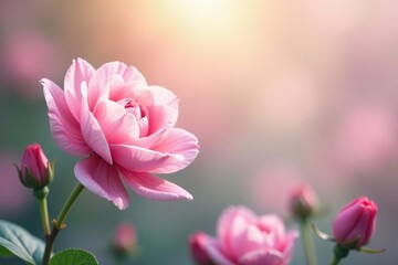 Obraz premium Soft blurred floral bokeh, pastel shades, delicate petals, bokeh, petals, gentle