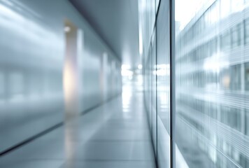 Modern Office Corridor with Glass Walls