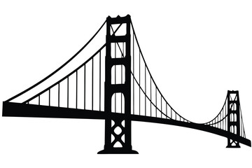 golden gate bridge black silhouette vector, bridge isolated 