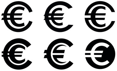solid black Euro currency symbols, arranged in a grid format against a plain white background