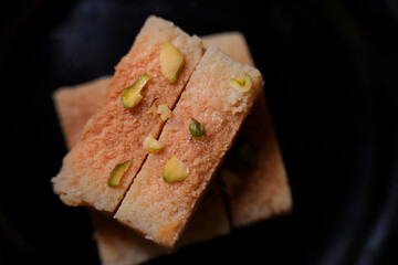 Traditional Indian Sweet Milk Cake or Ajmeeri Milk Cake