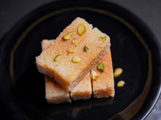 Traditional Indian Sweet Milk Cake or Ajmeeri Milk Cake