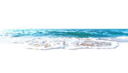 Ocean wave gently washing onto sandy shore with foamy water.