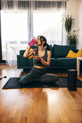 Obraz premium Woman Resting After Workout