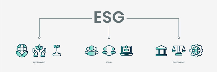 ESG set icon with modern green concept