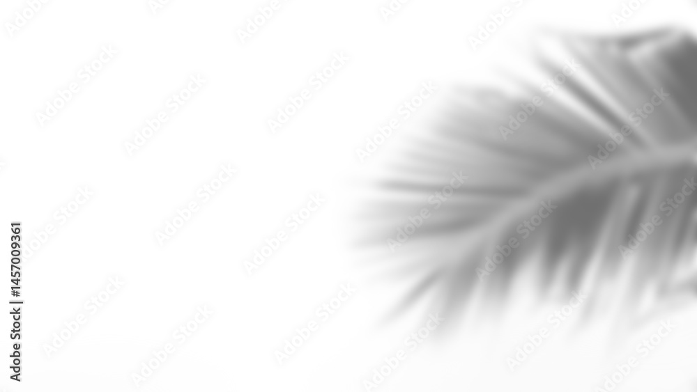 Poster Leaf shadow overlay effect mock up creates soft natural atmosphere with blurred palm leaf detail and light background perfect for presentation or design projects