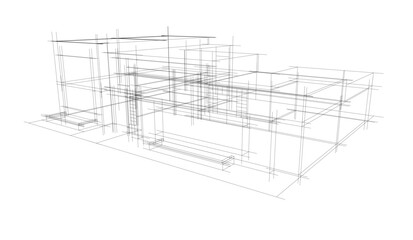 Architectural drawing vector 3d illustration