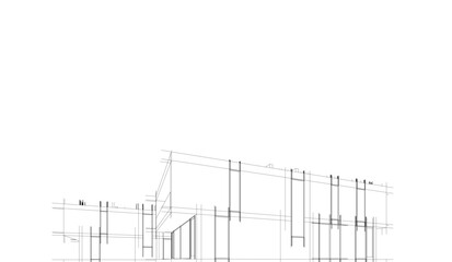 Architectural drawing vector 3d illustration