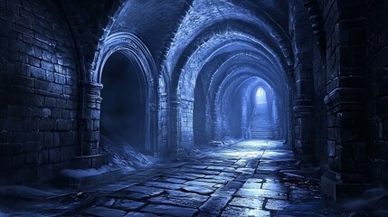 Obraz premium Mysterious ancient stone corridor