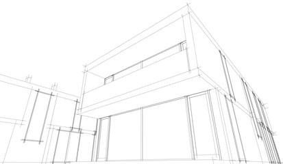 Architectural drawing vector 3d illustration