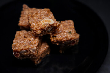 Hafsi Sandesh or Coconut Burfi traditional indian sweet
