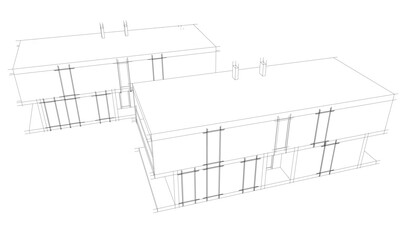 Architectural drawing vector 3d illustration