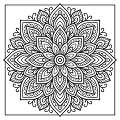 Intricate Mandala Design: A mesmerizing mandala illustration with a detailed intricate design composed of symmetrical patterns, perfect for adult coloring books, meditation.