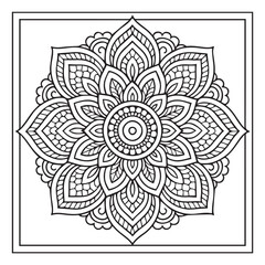 Intricate Mandala Design: A mesmerizing mandala illustration with a detailed intricate design composed of symmetrical patterns, perfect for adult coloring books, meditation.