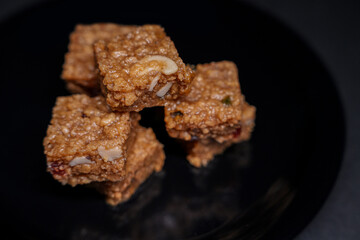 Hafsi Sandesh or Coconut Burfi traditional indian sweet
