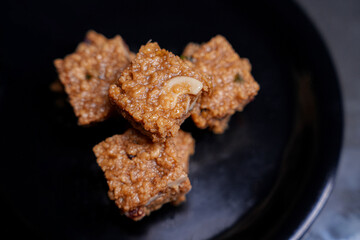 Hafsi Sandesh or Coconut Burfi traditional indian sweet