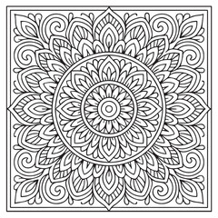Intricate Mandala Design: A mesmerizing mandala illustration with a detailed intricate design composed of symmetrical patterns, perfect for adult coloring books, meditation.