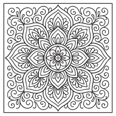 Intricate Mandala Design: A mesmerizing mandala illustration with a detailed intricate design composed of symmetrical patterns, perfect for adult coloring books, meditation.