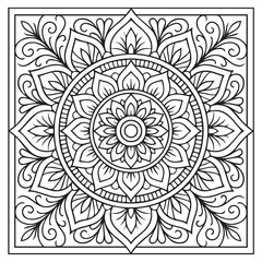 Intricate Mandala Design: A mesmerizing mandala illustration with a detailed intricate design composed of symmetrical patterns, perfect for adult coloring books, meditation.